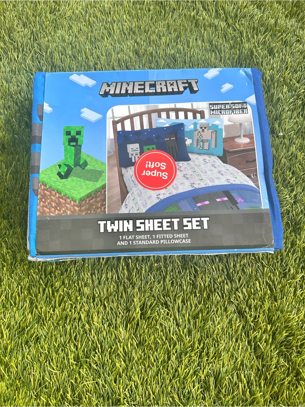 Minecraft Twin Sheet Set in Blue - Super Soft Microfiber